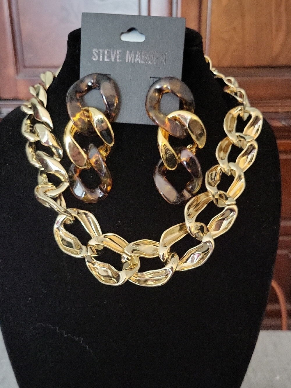 INC Chunky Chainlink Necklace & Steve Madden Earrings
